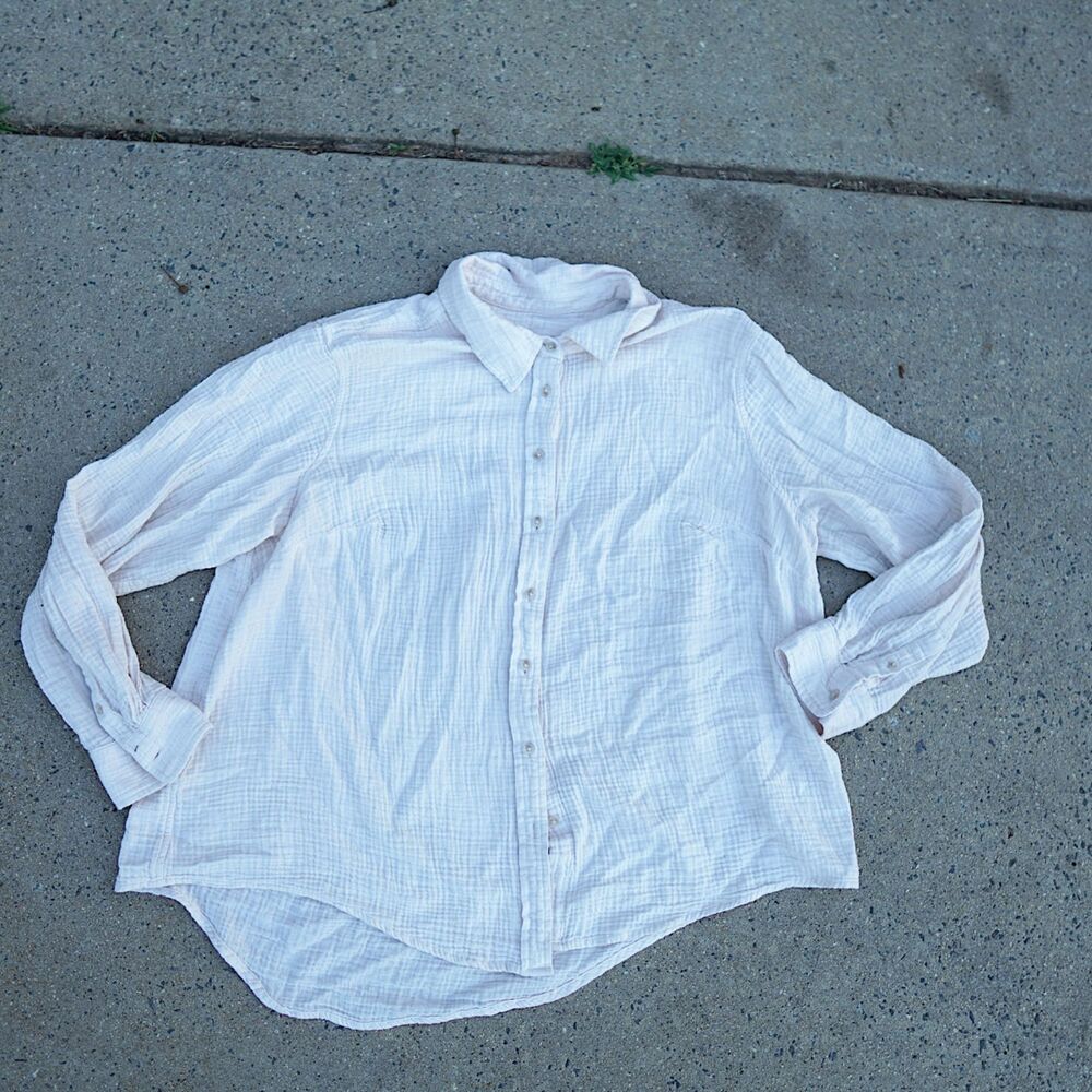Universal Thread Gauzy Button Down Shirt Top 2XL Off White Cotton Long Sleeve